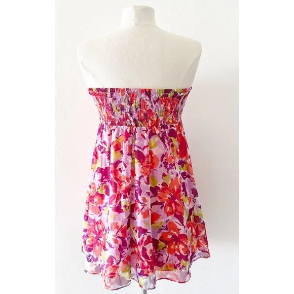 Vintage Y2K Forever 21 Floral Strapless Babydoll Tunic Mini Dress Size Small (S) - Picture 6 of 9
